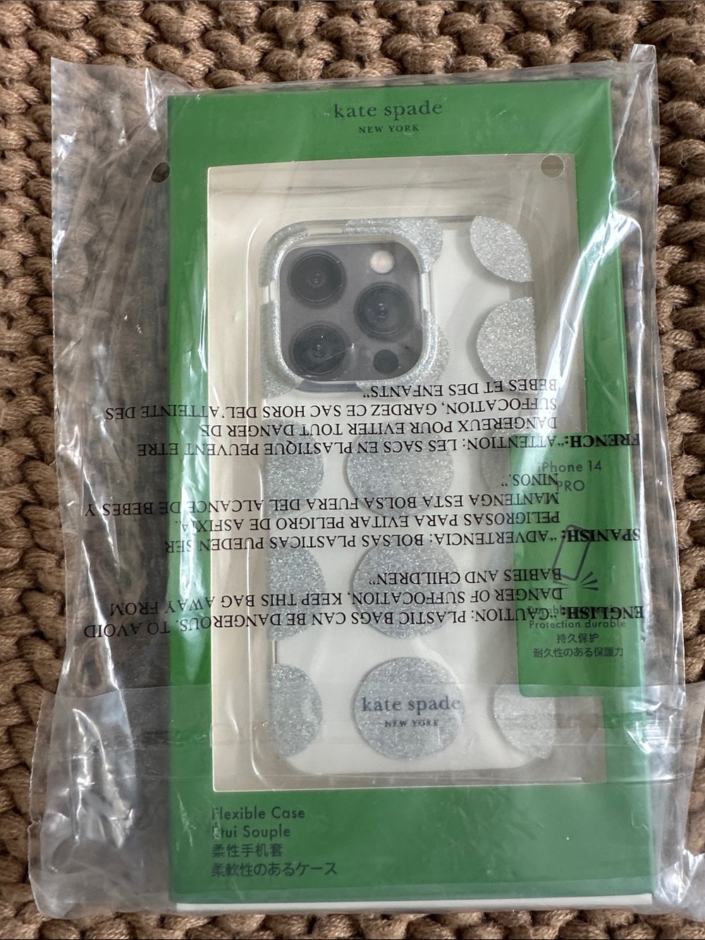 kate spade silver glitter polka dot iPhone 14 Pro  case